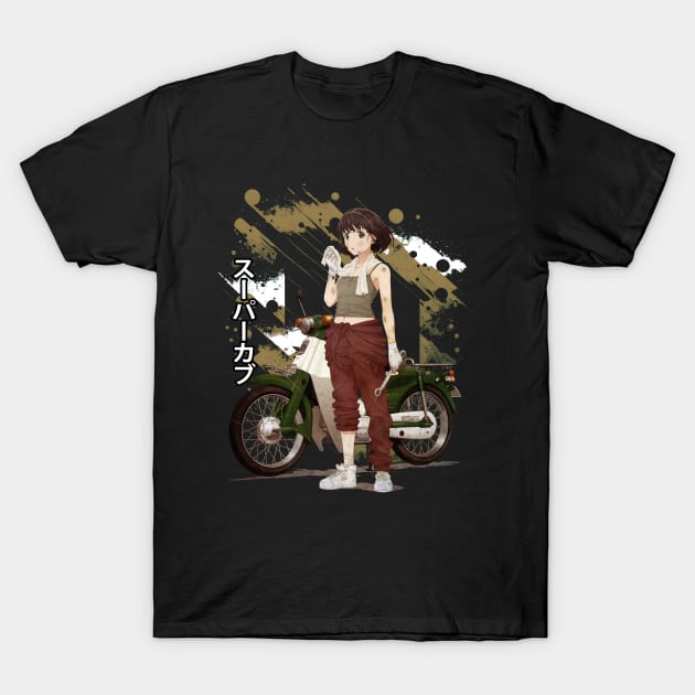 Riding into Serenity Super Cub Fan Tee Capturing the Novel's Reflective Moments T-Shirt by skeleton sitting chained